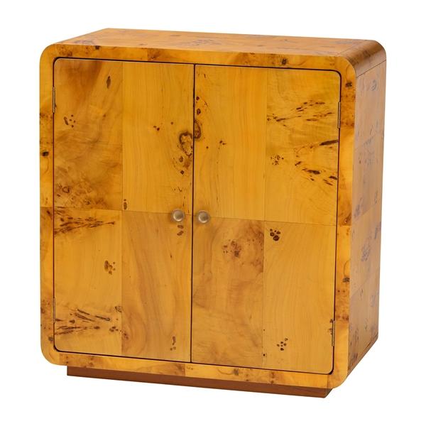 baxton studio bali & pari Netra Modern and Contemporary Natural Real Burl Wood Storage Cabinet