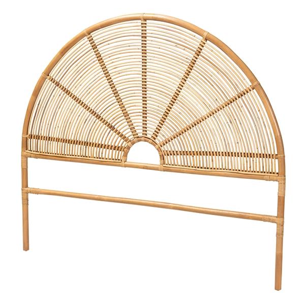 baxton studio bali & pari Nina Modern Bohemian Honey Rattan Queen Size Standalone Headboard