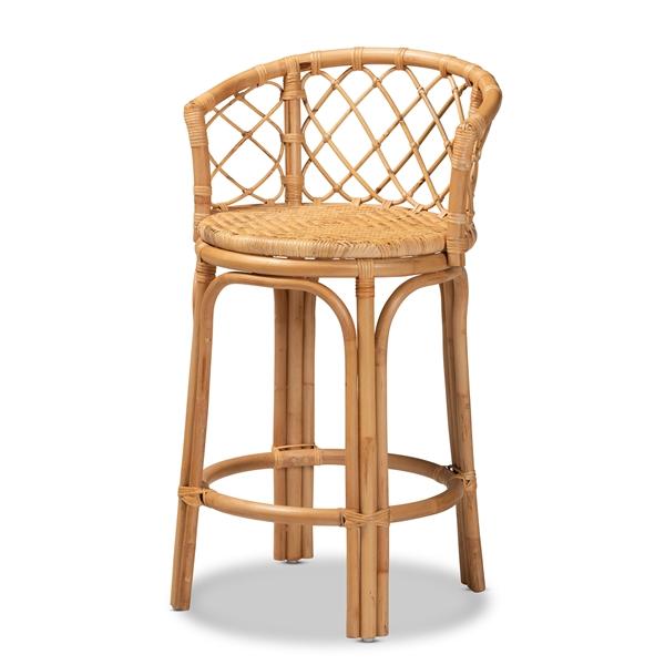 baxton studio bali & pari Orchard Modern Bohemian Natural Brown Rattan Counter Stool