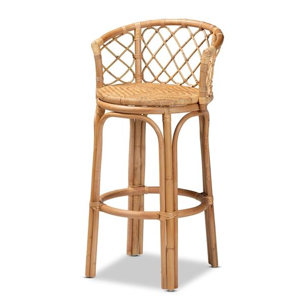 baxton studio bali & pari Orchard Modern Bohemian Natural Brown Rattan Bar Stool