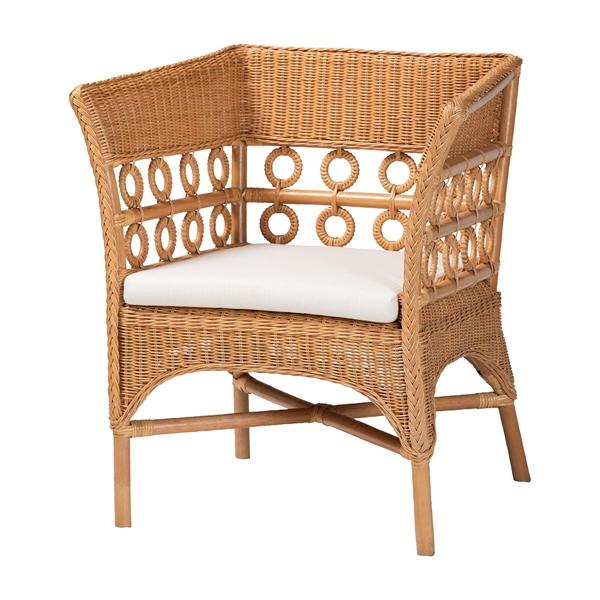 baxton studio bali & pari Oxford Bohemian Light Honey Rattan Arm Chair