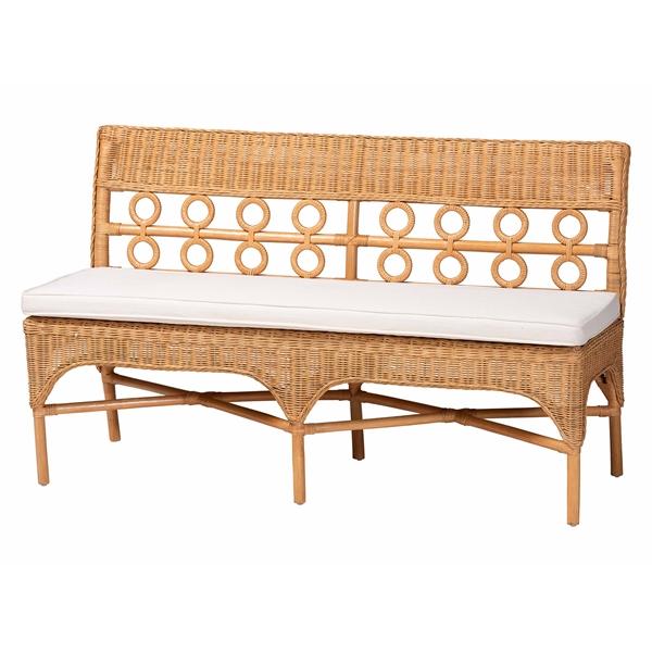 baxton studio bali & pari Oxford Bohemian Light Honey Rattan Dining Bench