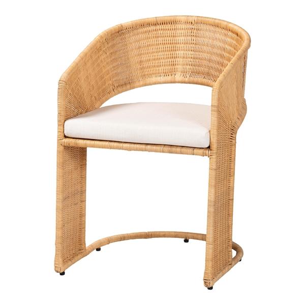 baxton studio bali & pari Palm Bohemian Light Honey Rattan Dining Chair