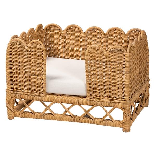 baxton studio bali & pari Palm Bohemian Light Honey Rattan Pet Bed