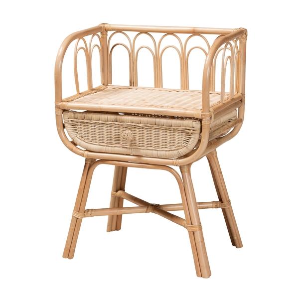 baxton studio bali & pari Panchali Modern Bohemian Natural Brown Rattan Nightstand