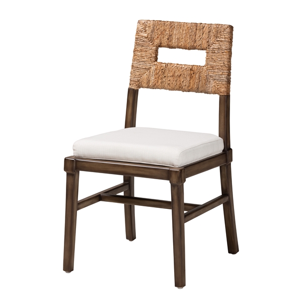 baxton studio bali & pari Porsha Modern Bohemian Dark Brown Finished Mahogany Wood and Natural Rattan Dining Chair