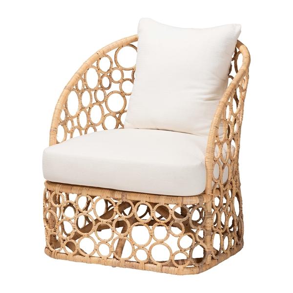 baxton studio bali & pari Prisca Bohemian Light Honey Rattan Accent Chair