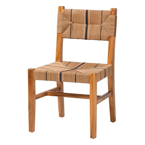 baxton studio bali & pari Prita Bohemian Paper Loom and Natural Mahogany Wood Dining Chair