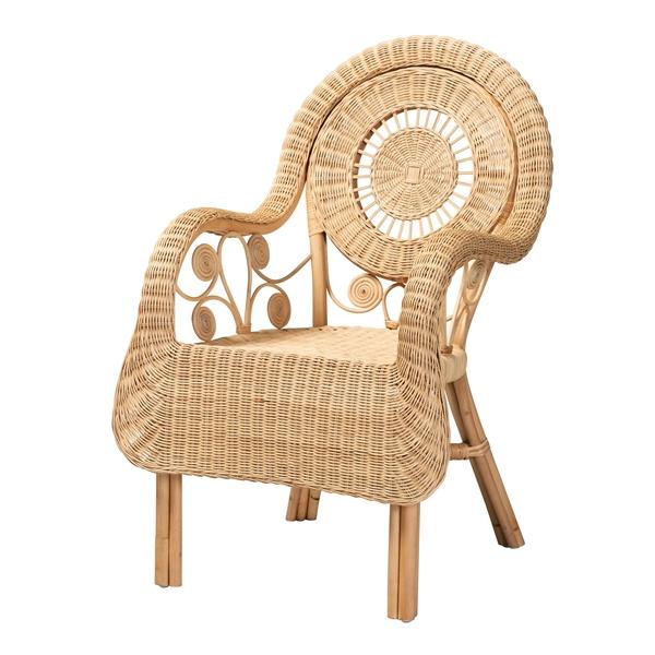 baxton studio bali & pari Putri Modern Bohemian Natural Rattan Arm Chair