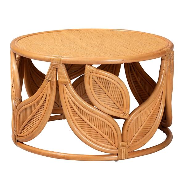 baxton studio bali & pari Raflesia Modern Bohemian Natural Rattan Coffee Table