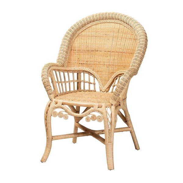 baxton studio bali & pari Ratu Modern Bohemian Natural Brown Rattan Accent Chair