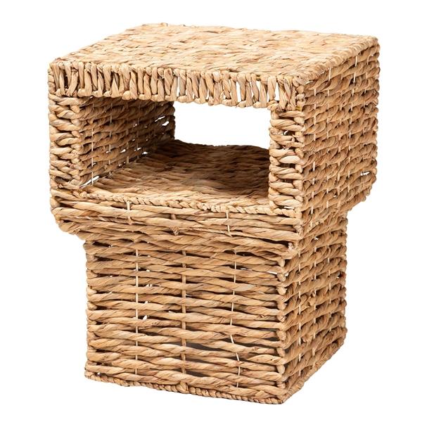 baxton studio bali & pari Raziel Modern Bohemian Natural Brown Seagrass and Wood End Table