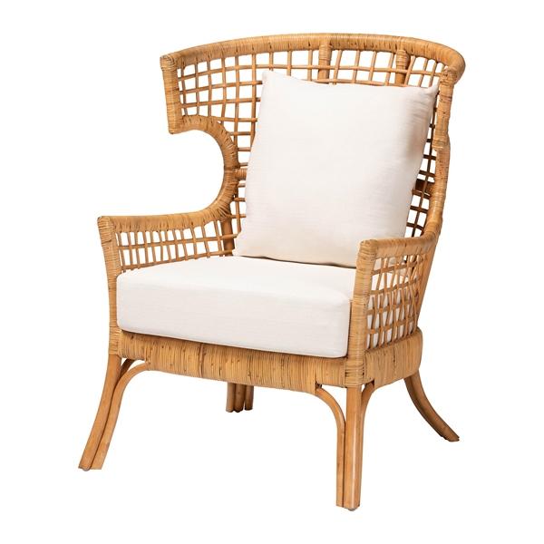 baxton studio bali & pari Regina Bohemian Light Honey Rattan Arm Chair