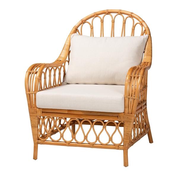 baxton studio bali & pari Reina Bohemian Light Honey Rattan Arm Chair