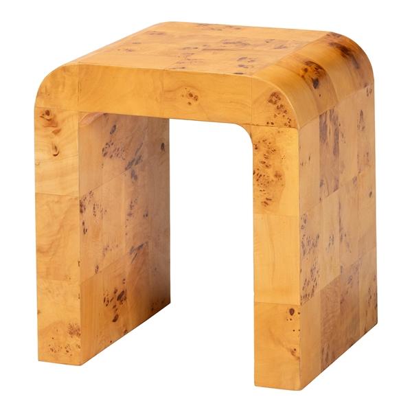 baxton studio bali & pari Revelle Modern and Contemporary Natural Light Mappa Real Burl Wood End Table