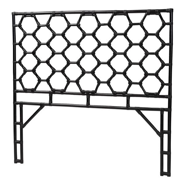 baxton studio bali & pari Revonda Bohemian Black Rattan Queen Size Standalone Headboard