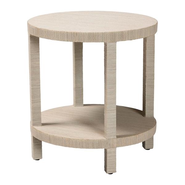 baxton studio bali & pari Rocco Bohemian Woven Grasscloth End Table