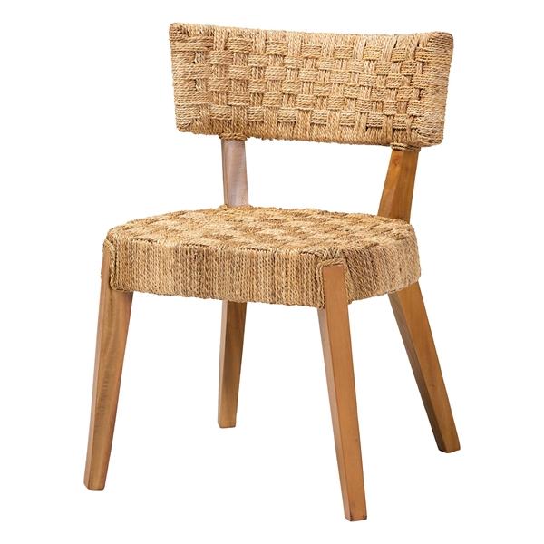baxton studio bali & pari Sabit Bohemian Seagrass and Mahogany Wood Dining Chair