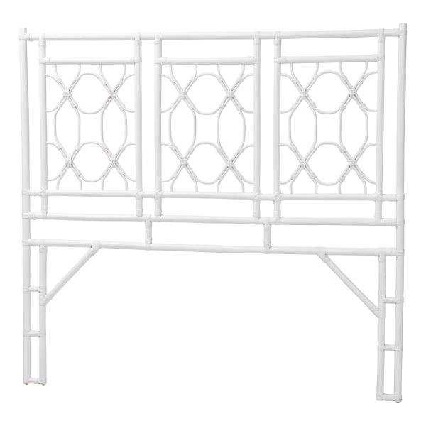 baxton studio bali & pari Sampson Bohemian White Rattan Queen Size Standalone Headboard