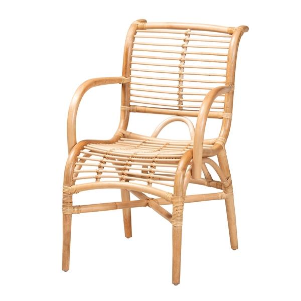 baxton studio bali & pari Seminyak Modern Bohemian Natural Rattan Lounge Chair