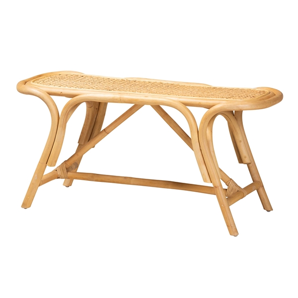 baxton studio bali & pari Septa Modern Bohemian Natural Brown Rattan Accent Bench