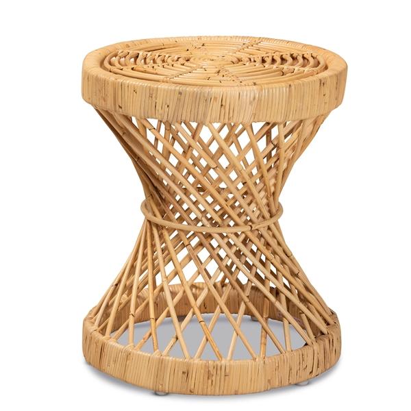 baxton studio bali & pari Seville Modern and Contemporary Natural Finished Rattan End Table
