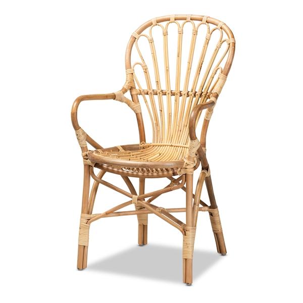 baxton studio bali & pari Sheraton Modern and Contemporary Natural Finished Rattan Dining Chair