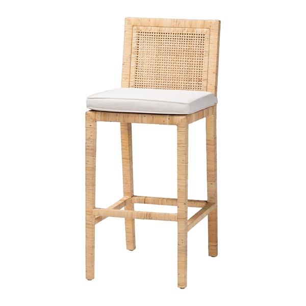 baxton studio bali & pari Sofia Bohemian Natural Rattan Bar Stool