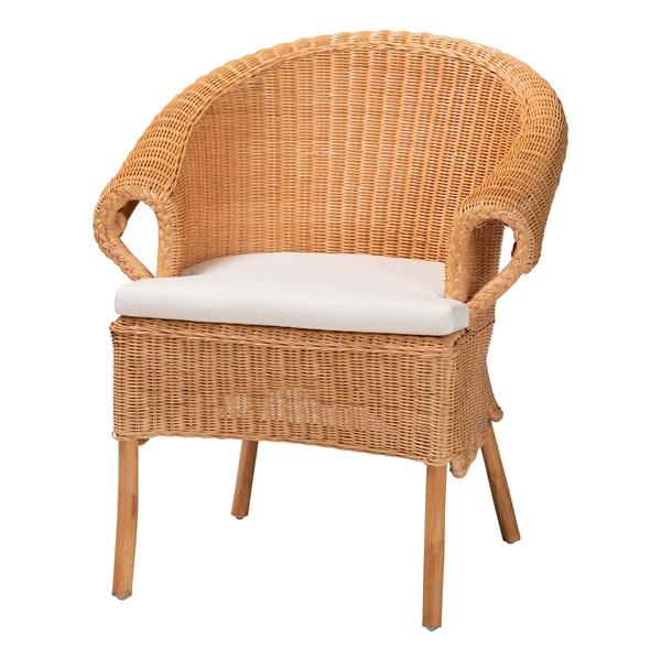 baxton studio bali & pari Tamara Bohemian Braided Honey Rattan Dining Chair