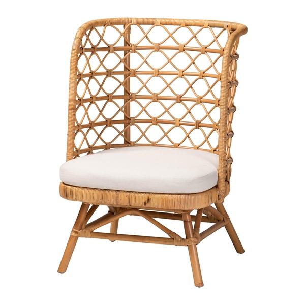 baxton studio bali & pari Tania Bohemian Light Honey Rattan Accent Chair