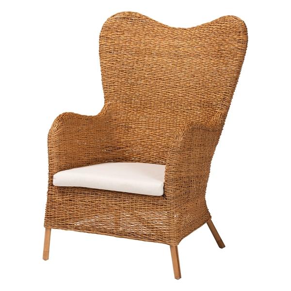 baxton studio bali & pari Terra Bohemian Light Honey Rattan Arm Chair