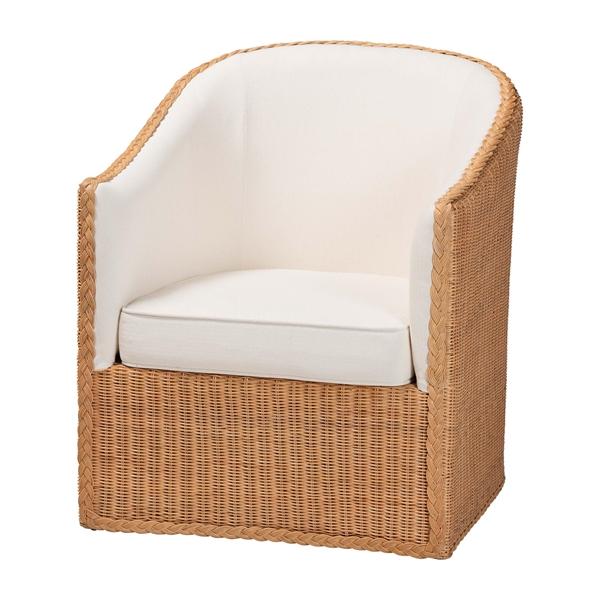 baxton studio bali & pari Tessa Bohemian Light Honey Rattan Arm Chair