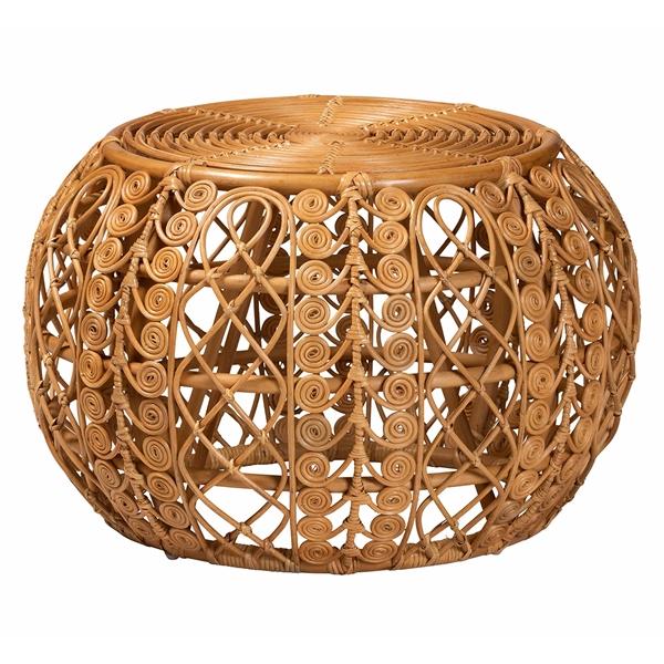 baxton studio bali & pari Tiramisu Modern Bohemian Natural Brown Rattan Coffee Table