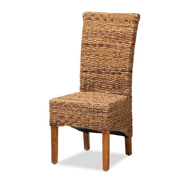 baxton studio bali & pari Trianna Rustic Transitional Natural Seagrass and Brown Finished Wood Dining Chair
