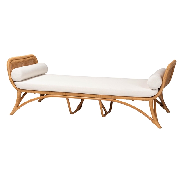 baxton studio bali & pari Veve Bohemian Light Honey Rattan Daybed