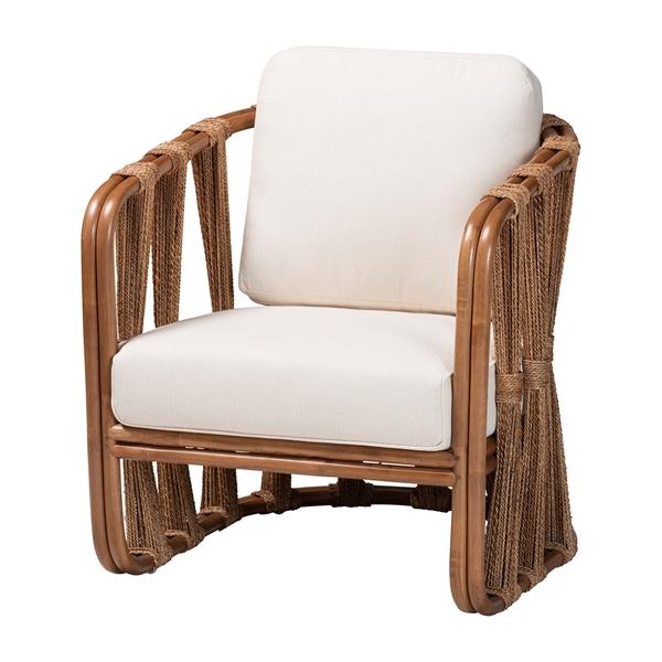 baxton studio bali & pari Westham Bohemian Natural Rattan and Seagrass Arm Chair
