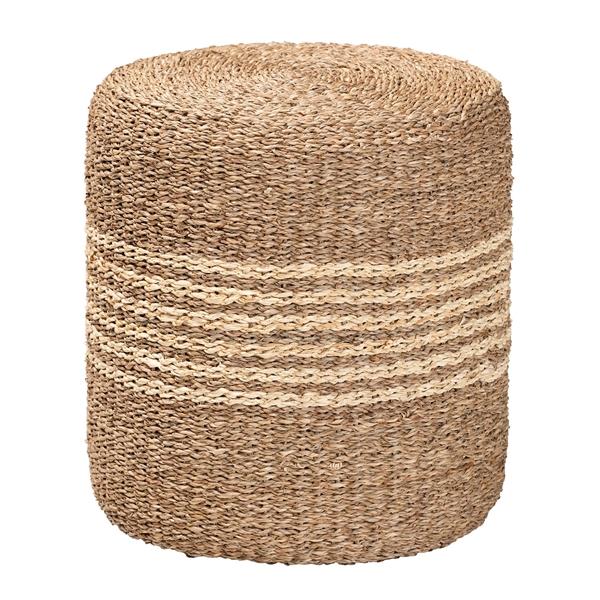 baxton studio bali & pari Wickham Modern Bohemian Natural Brown Seagrass Ottoman Footstool