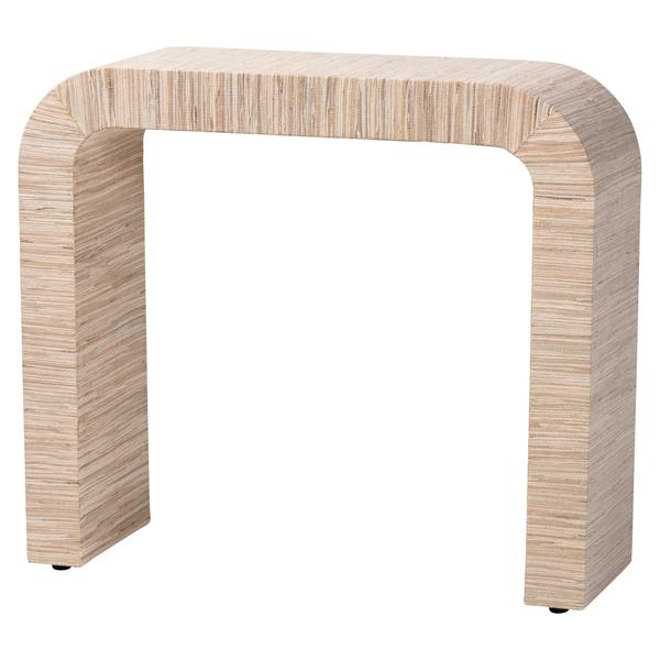 baxton studio bali & pari Yareli Bohemian Woven Natural Grasscloth Console Table