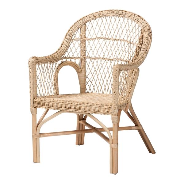 baxton studio bali & pari Zaira Modern Bohemian Natural Rattan Arm Chair