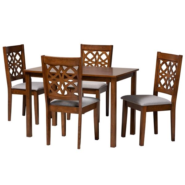 baxton studio Baxton Studio Abigail Modern Grey Fabric and Walnut Brown Finished Wood 5-Piece Dining Set