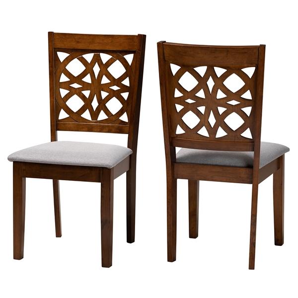 baxton studio Baxton Studio Abigail Modern Grey Fabric and Walnut Brown Finished Wood 2-Piece Dining Chair Set