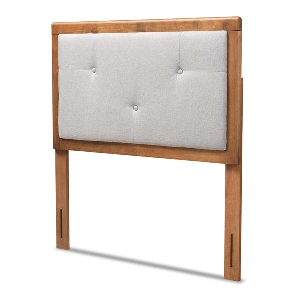 baxton studio Baxton Studio Abner Modern and Contemporary Transitional Light Grey Fabric Upholstered and Walnut Brown Finished Wood Twin Size Headboard