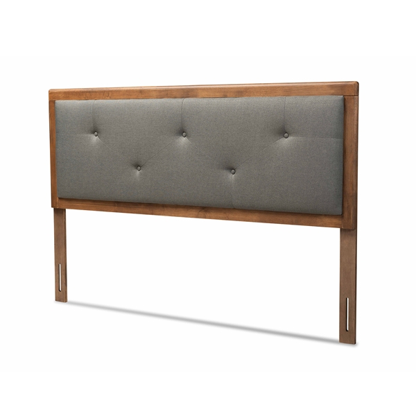 baxton studio Baxton Studio Abner Modern and Contemporary Transitional Dark Grey Fabric Upholstered and Walnut Brown Finished Wood King Size Headboard