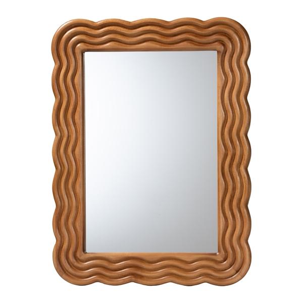 baxton studio Baxton Studio Acantha Modern Walnut Brown Scallop-framed Accent Mirror