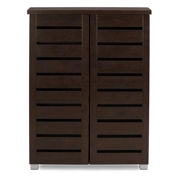 baxton studio Baxton Studio Adalwin Modern and Contemporary 2-Door Dark Brown Wooden Entryway Shoes Storage Cabinet