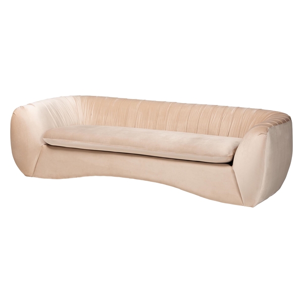 baxton studio Baxton Studio Adanna Glam and Luxe Champagne Beige Velvet Fabric Sofa