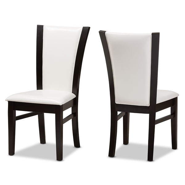 baxton studio Baxton Studio Adley Modern and Contemporary Dark Brown Finished White Faux Leather Dining Chair Set of 2