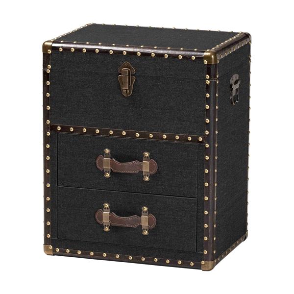 baxton studio Baxton Studio Agatha Vintage Black Canvas 2-Drawer Storage Trunk
