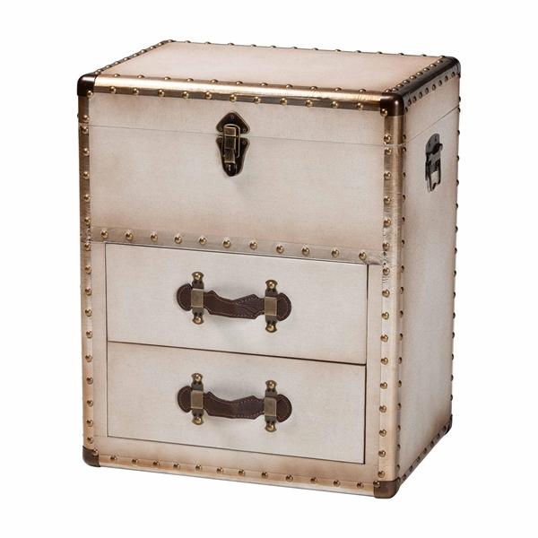 baxton studio Baxton Studio Agatha Vintage Coffee Canvas 2-Drawer Storage Trunk