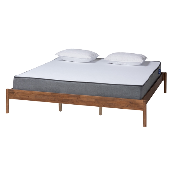 baxton studio Baxton Studio Agatis Mid-Century Modern Ash Walnut Finished Wood King Size Bed Frame